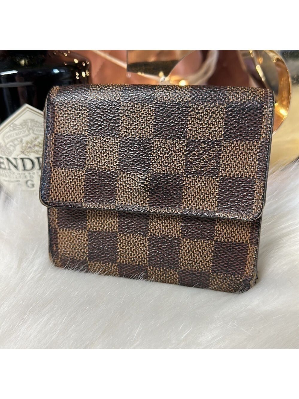 AUTHENTIC LOUIS VUITTON DAMIER PORTEFEIULLE ELISE TRIFOLD WALLET - Picture 2 of 12